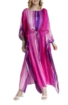 SAACHI STRIPE KEYHOLE TIE WAIST CAFTAN