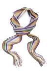 Saachi Stripe Shimmer Scarf In Yellow Multi