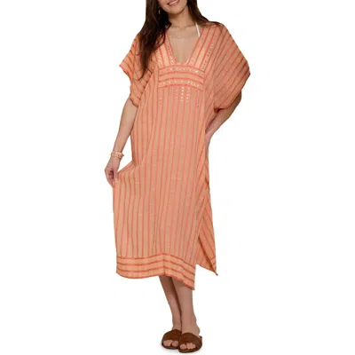 Saachi Striped Cotton Kaftan In Multi