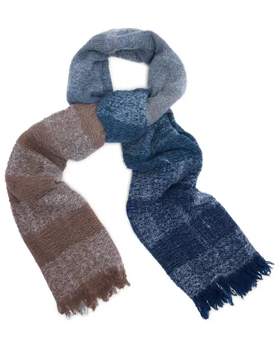 Saachi Striped Fringe Ombre Wool & Mohair-blend Scarf In Blue
