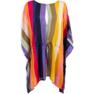 Saachi Striped Tie Front Kaftan In Multi