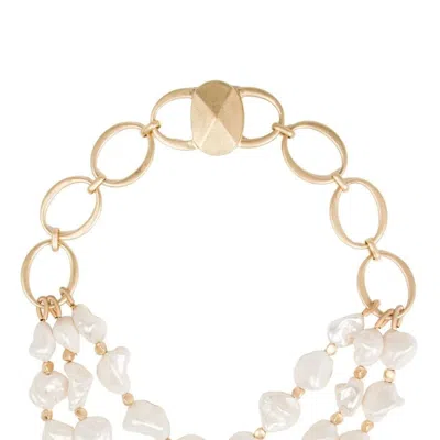 Saachi Style Charlotte Pearl Necklace In Gold