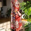 Saachi Style Flowy Floral Kimono Long In Brown