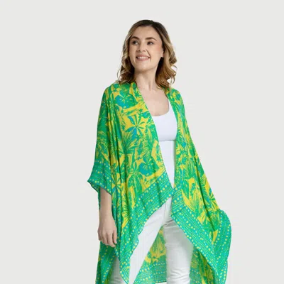 Saachi Style Woodblock Kimono In Green