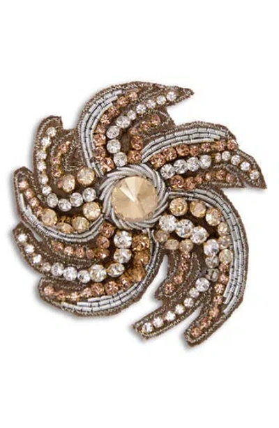 Saachi Sun Swirl Brooch In Gold