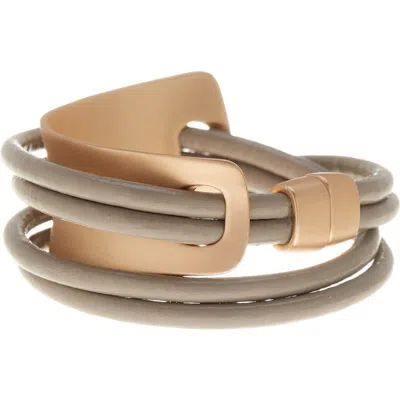 Saachi Taupe Gladiator Wrap Leather Bracelet