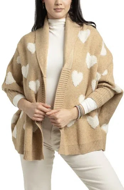 Saachi Textured Heart Cardigan In Beige