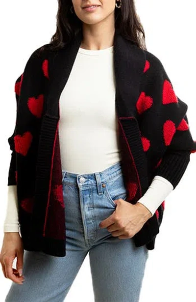 Saachi Textured Heart Cardigan In Black