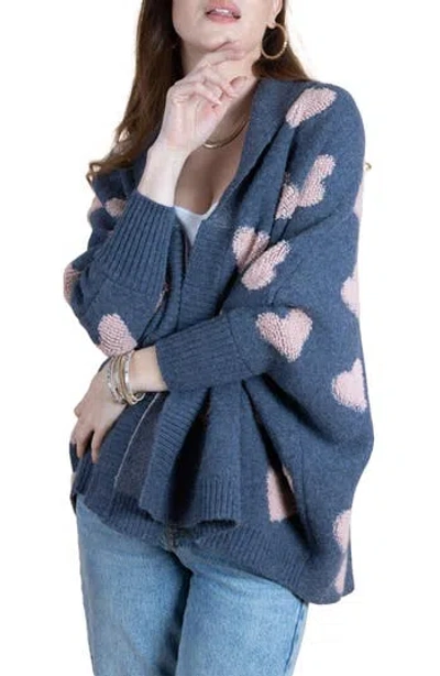 Saachi Textured Heart Cardigan In Denim