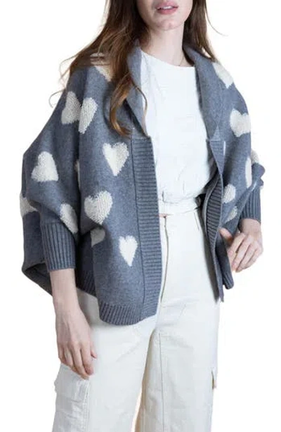 Saachi Textured Heart Cardigan In Light Grey