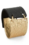 Saachi Textured Link Faux Leather Cuff Bracelet In Multi