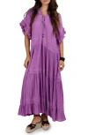 Saachi Tiered Cotton Maxi Dress In Light/pastel Purple