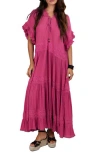 Saachi Tiered Cotton Maxi Dress In Magenta