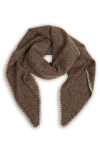 Saachi Triangle Knit Trim Shawl In Brown