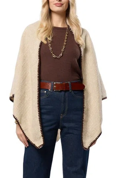 Saachi Triangle Knit Trim Shawl In White