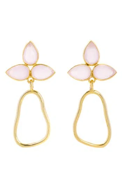 Saachi Triple Gemstone Abstract Dangle Earrings In Gold