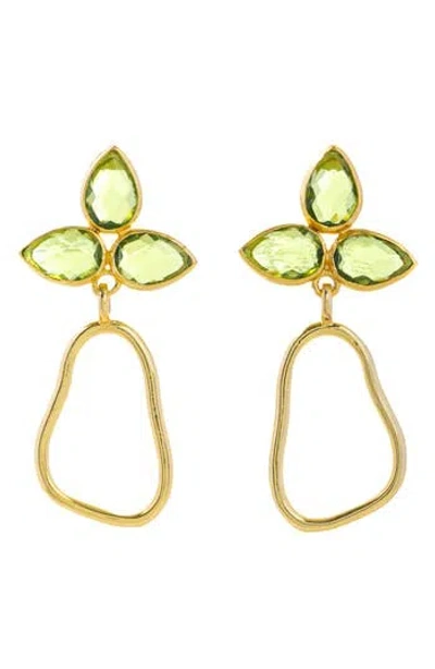 Saachi Triple Gemstone Abstract Dangle Earrings In Gold