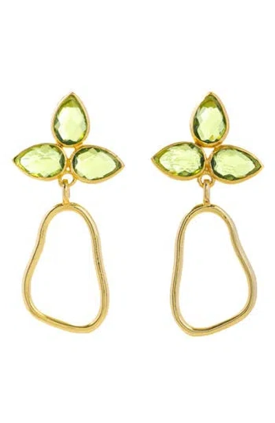Saachi Triple Gemstone Abstract Dangle Earrings In Light Green