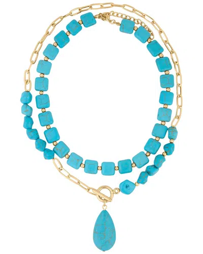 Saachi Turquoise Pendant Double Necklace In Blue