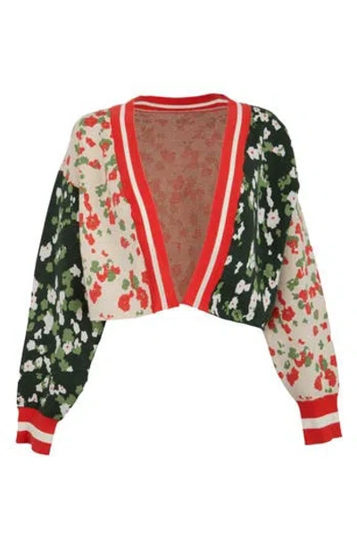 Saachi Two-tone Floral Cardigan In Multi