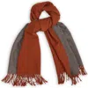 Saachi Two-tone Reversible Fringe Scarf In Brown