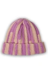Saachi Two-tone Slouchy Beanie In Pink