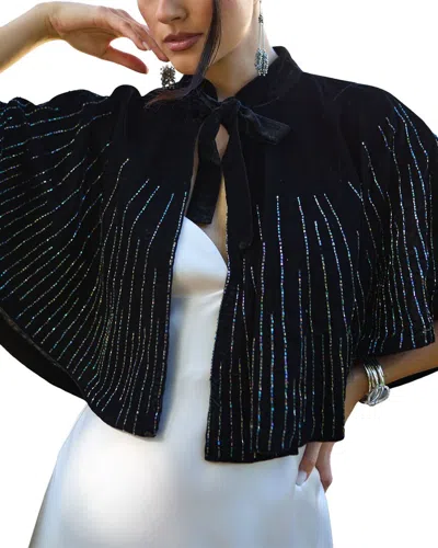 Saachi Velvet Crush Embellish Cape In Black