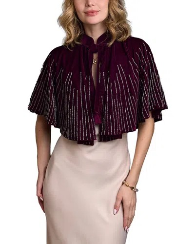 Saachi Velvet Crush Embellish Cape In Purple