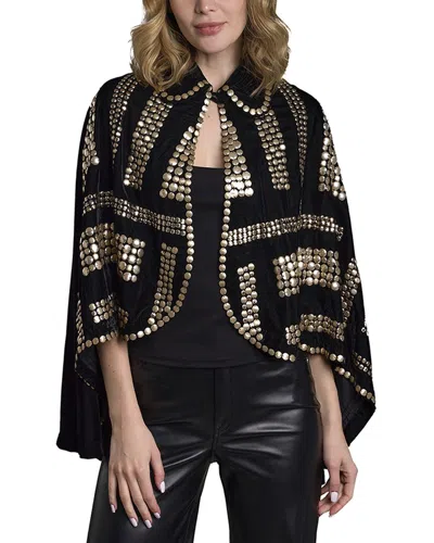 Saachi Velvet Sequin Capelet In Black