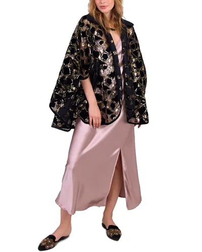 Saachi Velvet Sequin Collared Capelet In Pink