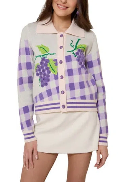 Saachi Vineyard Gingham Knit Cardigan In Multi