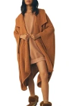 Saachi Waffle Drape Jacket In Brown