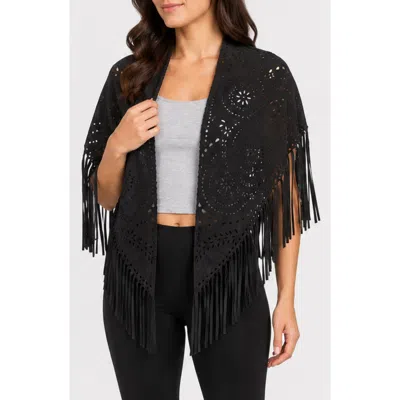 Saachi Western Fringe Shawl In Black