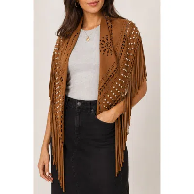Saachi Western Fringe Shawl In Brown