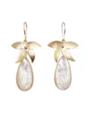 Saachi White Gemstone Botanical Tear Drop Earrings