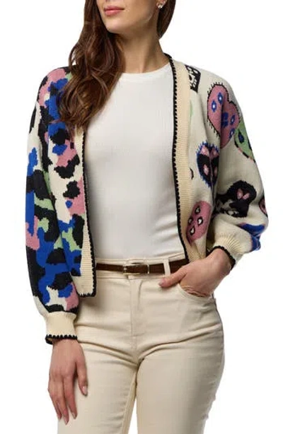 Saachi Wild Heart Crop Cardigan In Multi