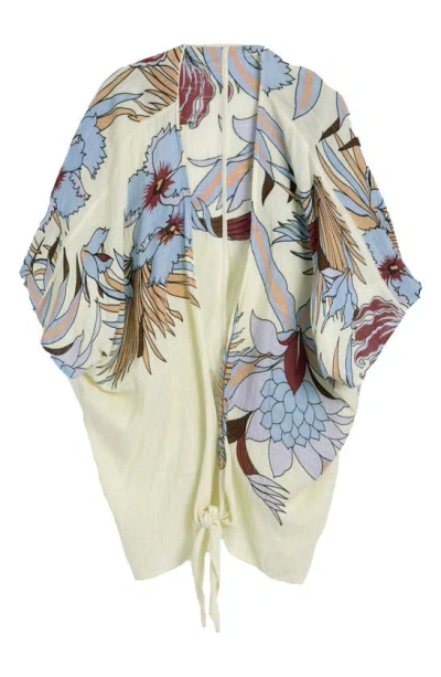 Saachi Wildflower Tie Front Short Duster In Blue