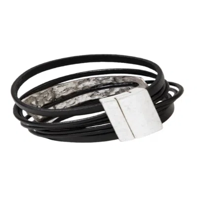 Saachi Women's Absolute Zero Leather Black Bracelet