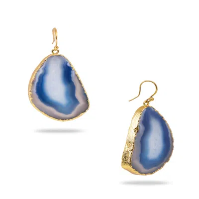 Saachi Women's Agate Dangle Blue Earrings