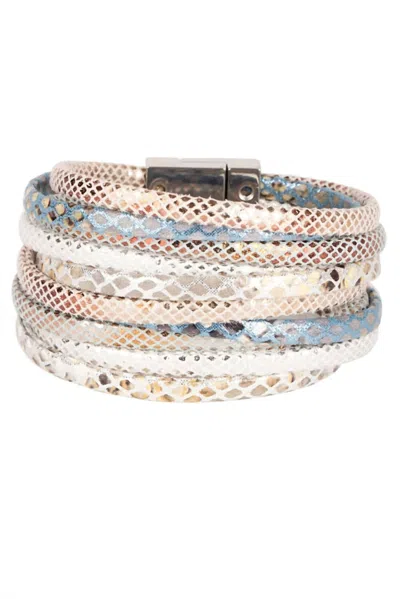 Saachi Women's Aqua Snakeskin Stack Bracelet In Multicolor In Gold