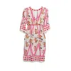 Saachi Women's Aztec Floral Keyhole Kaftan