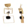 Saachi Women's Black Bead And Stone Square Dangle Earrings In Gold