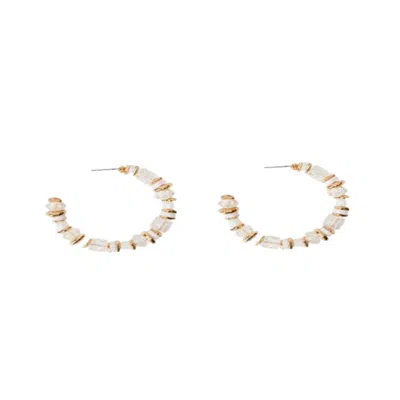 Saachi Women's Beaded Crystal Hoop White Earring In Brown