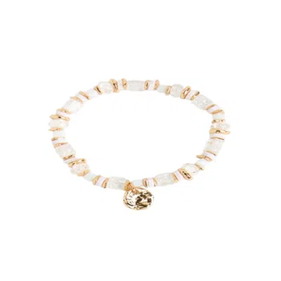 SAACHI WOMEN'S BEADED STRETCH HAMMER WHITE BRACELET