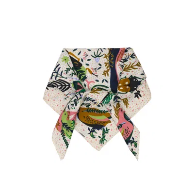 Saachi Women's Birds And Insects Silk Bandana In White