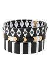 Saachi Women's Black Art Deco Bracelet Set