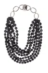 Saachi Women's Black Beaded Multi Strand Chunky Necklace