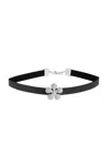 Saachi Women's Black Dainty Crystal Flower Charm Choker Necklace
