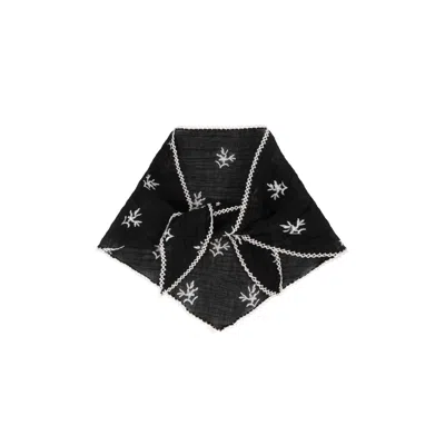 Saachi Women's Black Embroidered Gauze Bandana