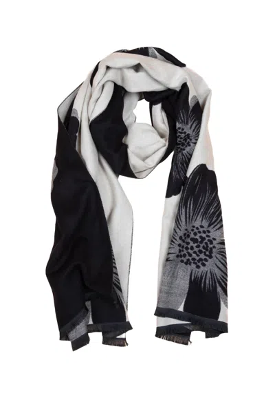 Saachi Women's Black Fresh Floral Reversible Scarf